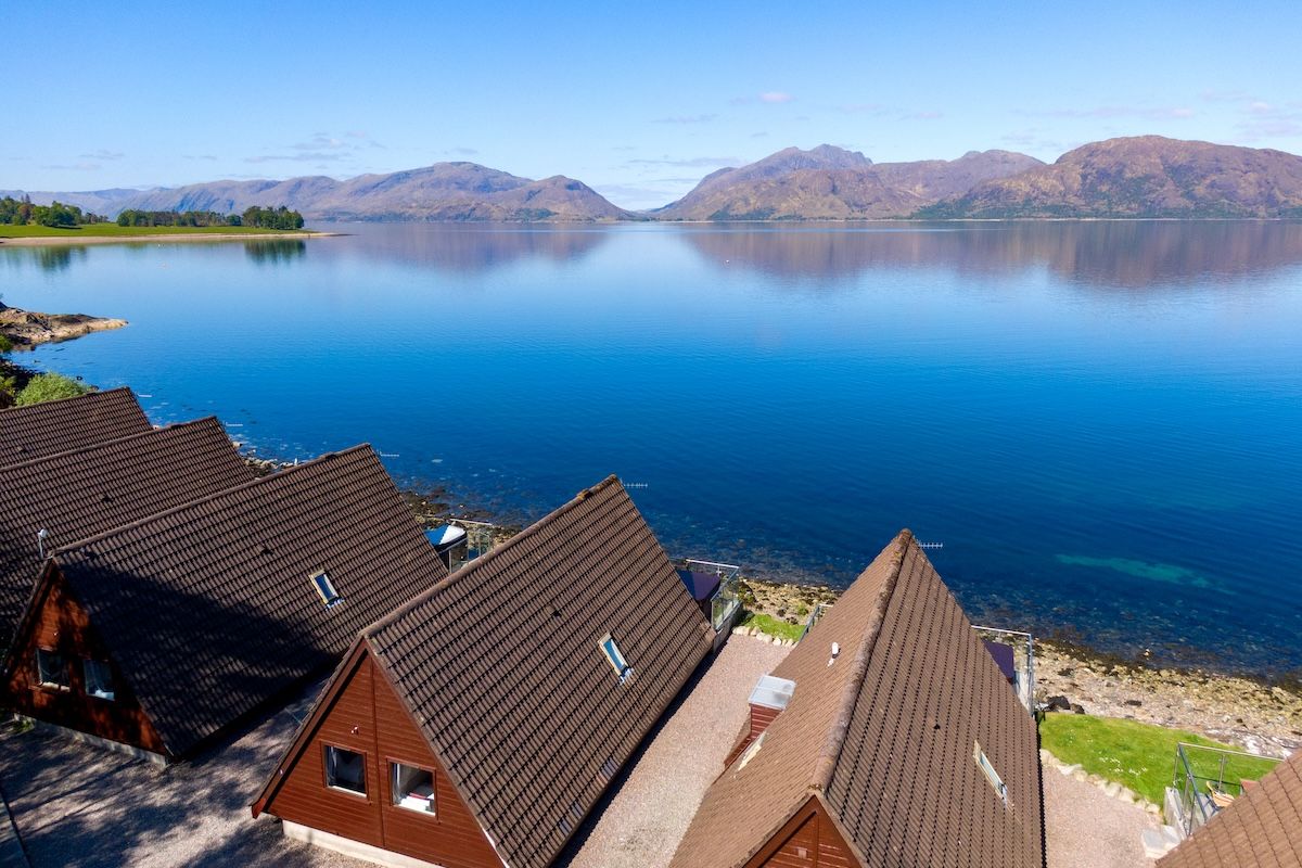 The lodges and Loch Linnhe from above